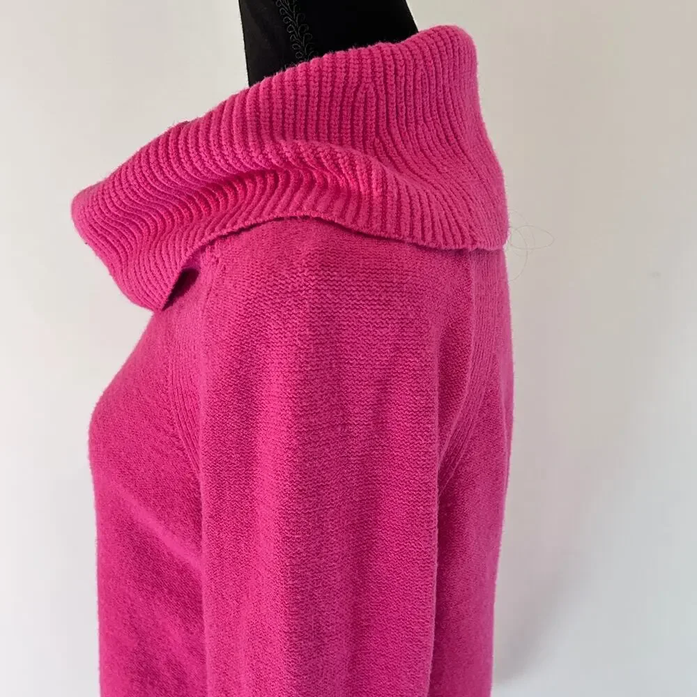 Anthropologie Moth Brenta Sweater Women's Cowl‎ Neck Oversized Tunic Pink Medium